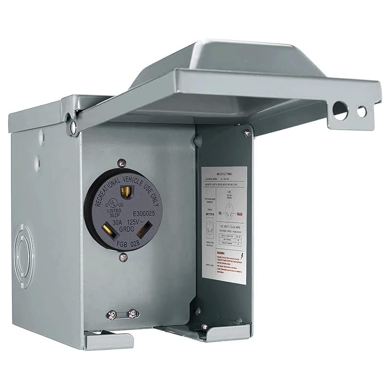 Lockable Weatherproof 30 Amp RV Power Outlet Box with NEMA TT-30R Outd