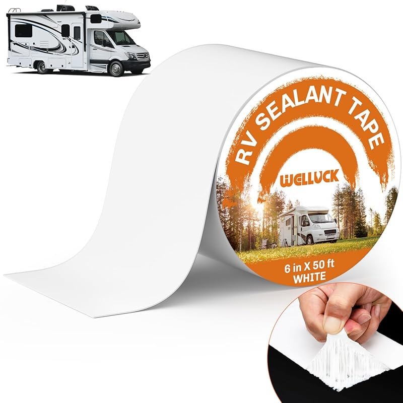 Welluck 6-Inch x 50-Foot Natural White RV Sealant Tape for Roof Repair