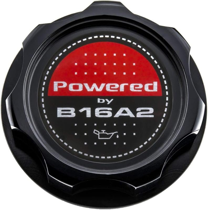 Black Oil Cap with B16A2 Emblem in CNC Machined Aluminum for Honda Civ