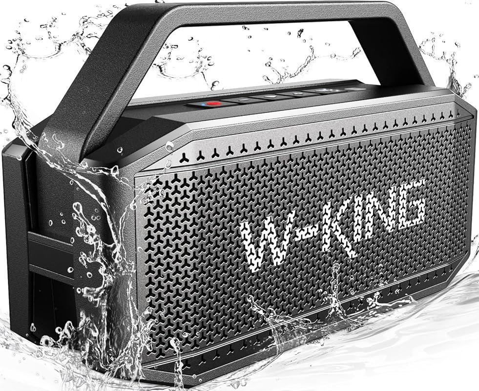 W-KING 100W Max Waterproof Bluetooth Speaker, 2 Subwoofers, 40H Playti