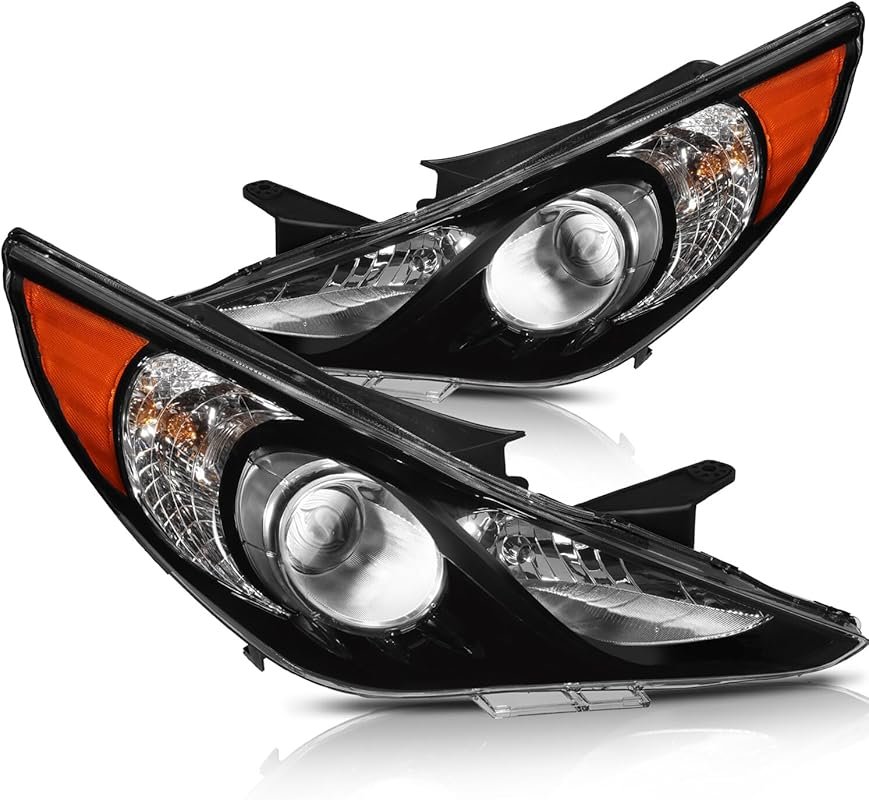 Black housing projector headlight assembly with amber reflector and cl