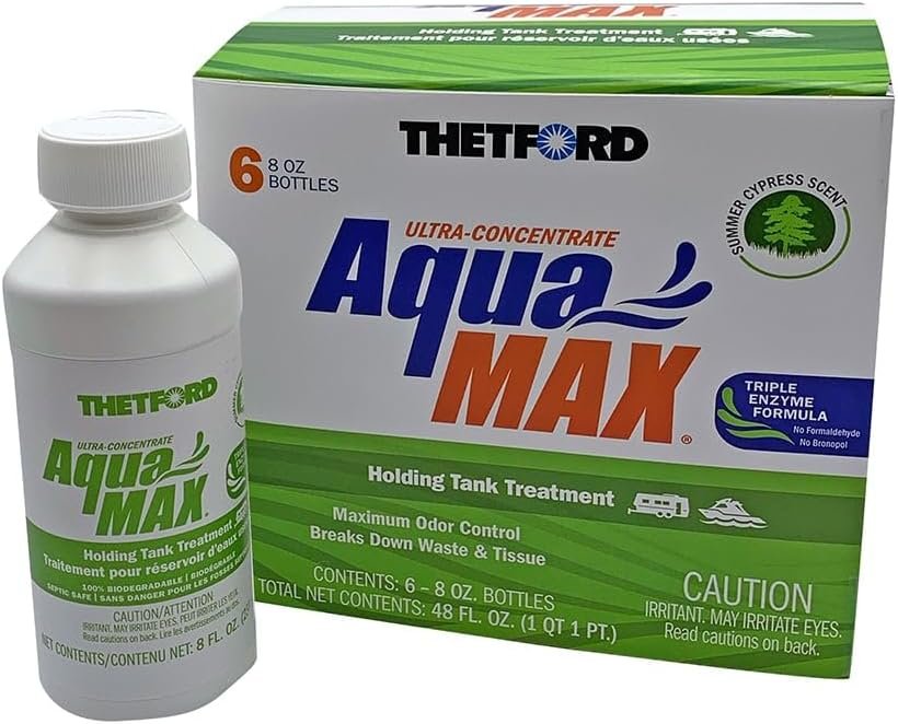 Thetford AquaMAX RV treatment digests waste and controls odors with cy