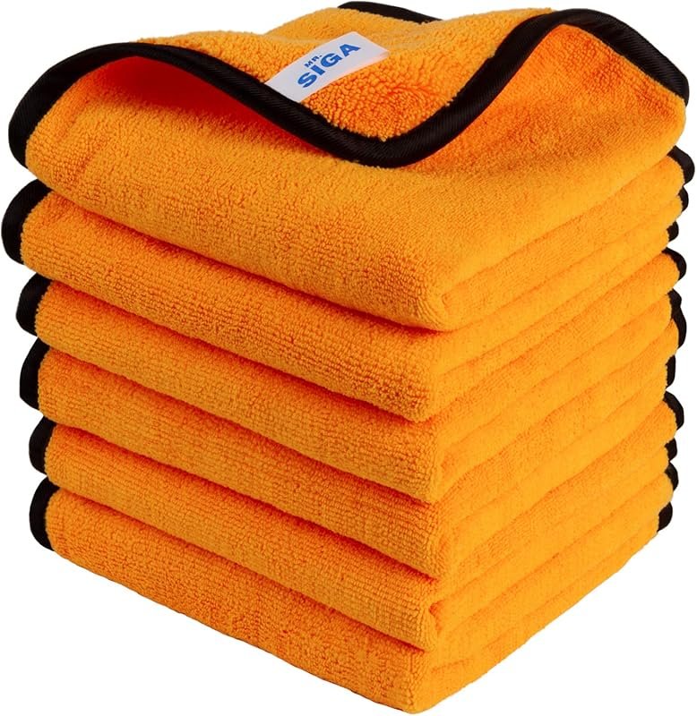 MR.SIGA Dual-Sided Microfiber Car Towels, 15.7x23.6 Inch Premium 6-Pac