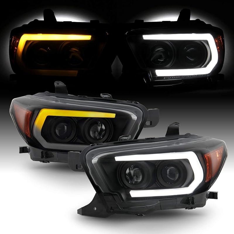 AKKON Projector Black Smoked Headlights for 2016-2022 Toyota Tacoma SR