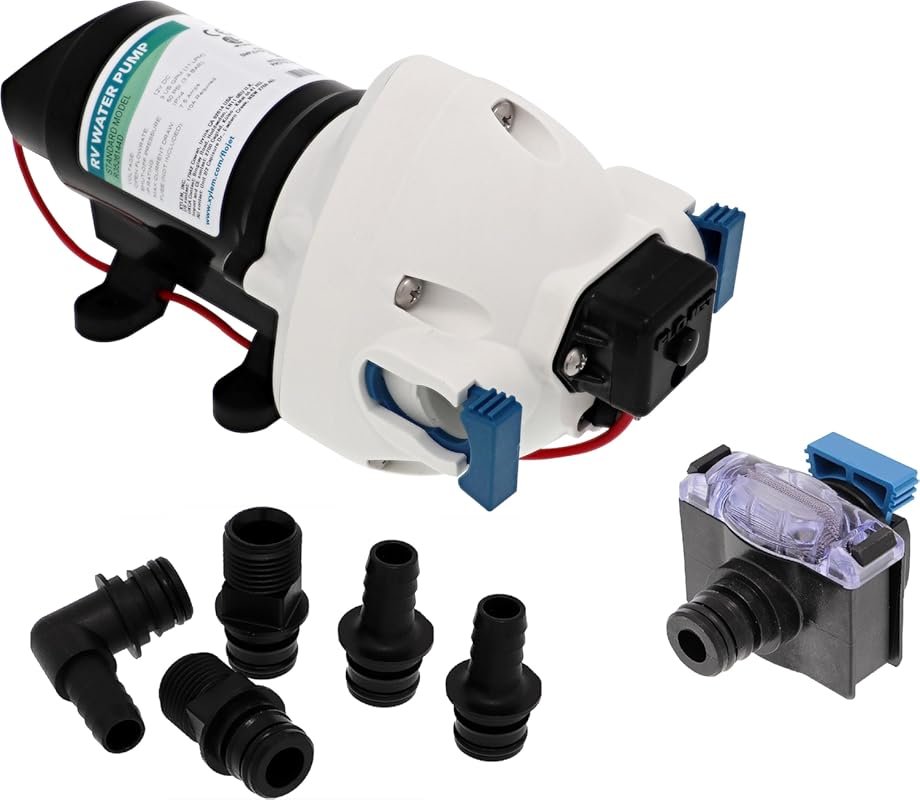 Flojet 12V RV Water Pump with 3 GPM Flow, 50 PSI, and Auto Shut-Off