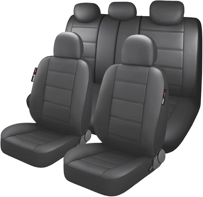 P&J AUTO PU Leather 11-Piece Full Set Seat Covers - Universal Fit for 