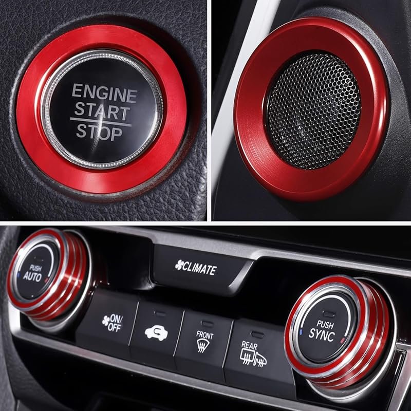 Climate Control and Start Button Covers for 2016-2021 Honda Civic (5-P