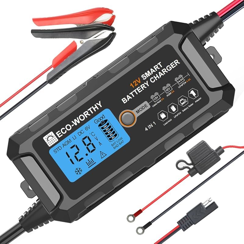 ECO-WORTHY 12V 5A Smart Battery Charger and Maintainer with LCD Displa