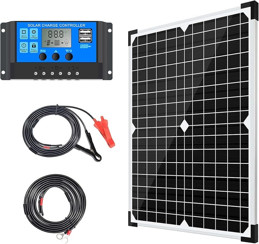 20W 12V Monocrystalline Solar Panel Kit with Charge Controller for RV