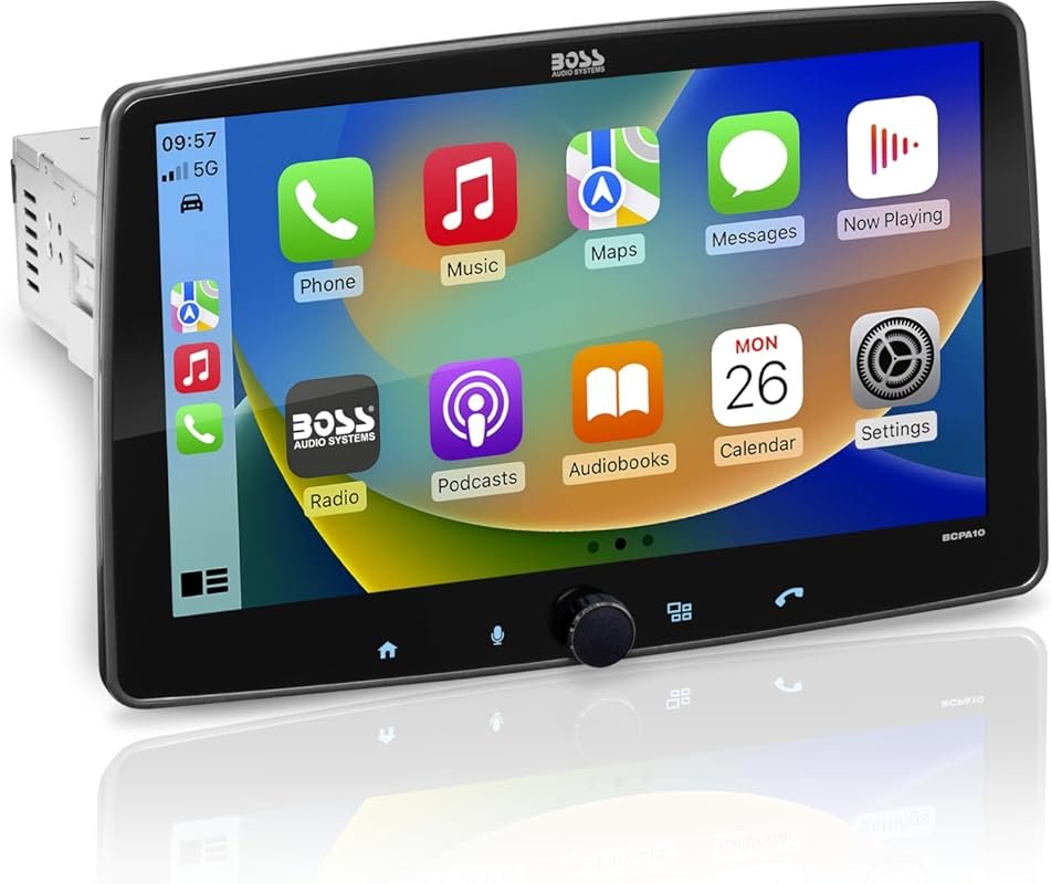 BOSS Audio Systems BCPA10 Single DIN Car Stereo with 10.1 Inch Touchsc