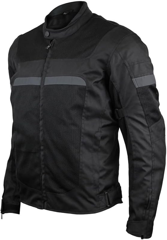Vance Men’s Reflective Motorcycle Jacket – CE Armor, Removable Liner,