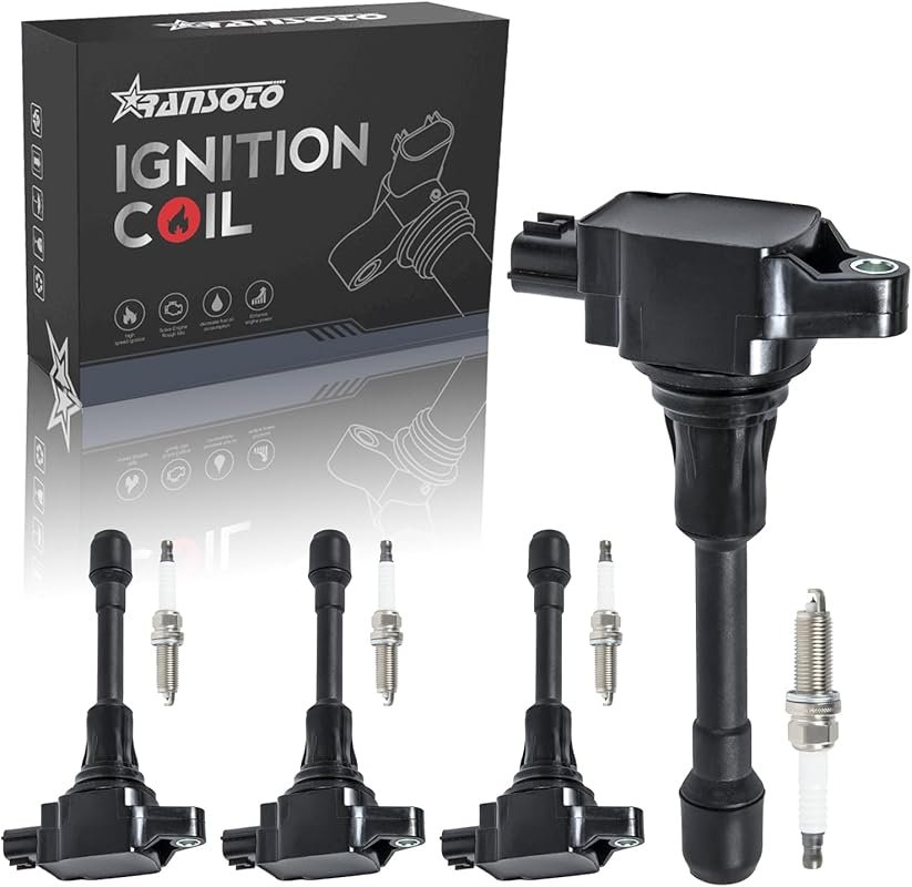 RANSOTO Ignition Coil Pack & Iridium Spark Plug Compatible with Nissan