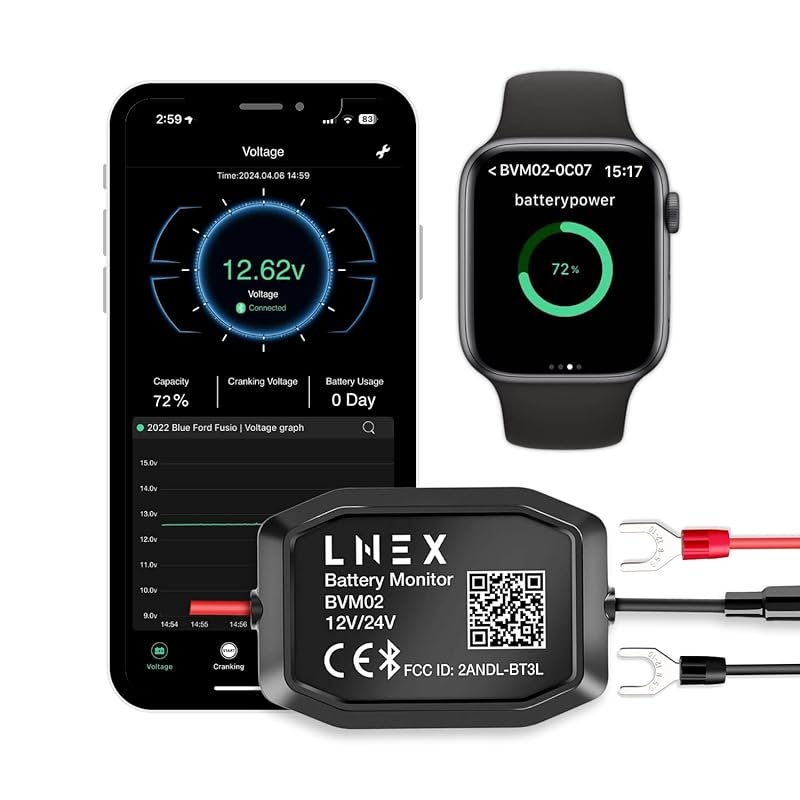 Bluetooth Battery Monitor，Wireless 12V 24V Automotive Battery Load Tes