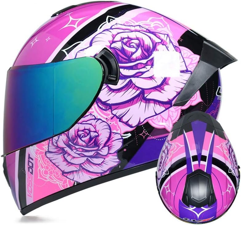 This full face motorcycle helmet is DOT approved and suitable for wome