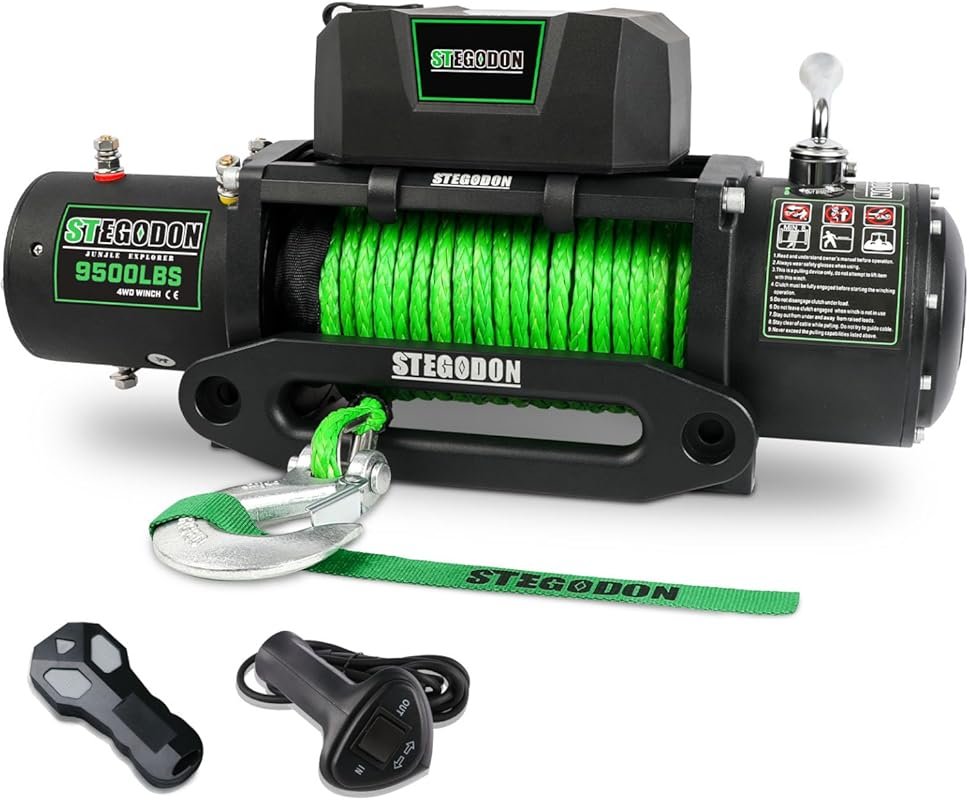 9500lb 12V Waterproof Electric Winch with Synthetic Rope & Wireless Re