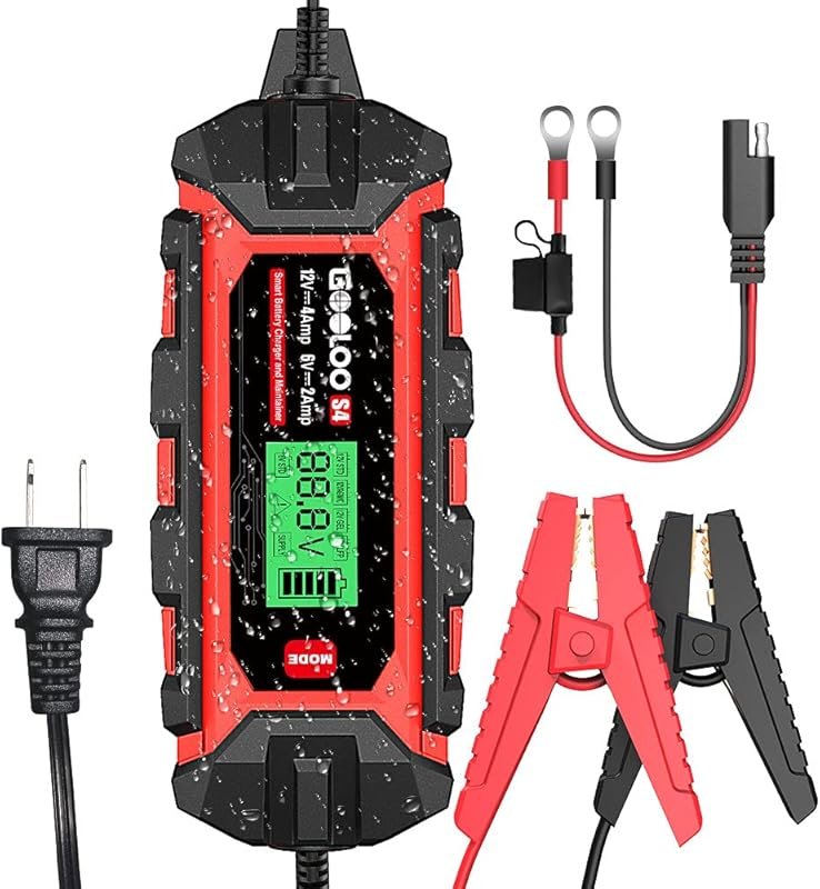 GOOLOO S4 4A Smart Trickle Charger Maintainer - 6V/2A 12V/4A Power Sup