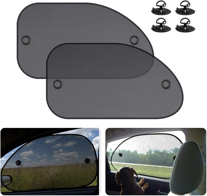 2-Pack Universal Cling Car Window Sunshade for Baby Side Windows with 