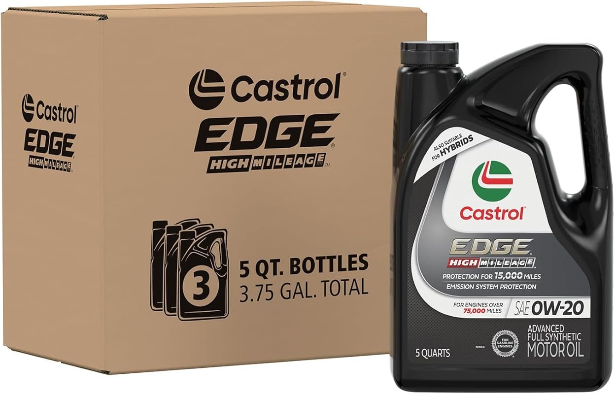 Castrol Edge High Mileage 0W-20 Full Synthetic Motor Oil (5 Quarts, Pa