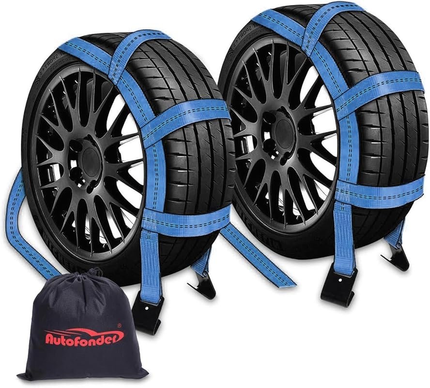 Blue Flat Hook Tow Dolly Basket Straps for 14-17 Inch Tires, 10,000 lb