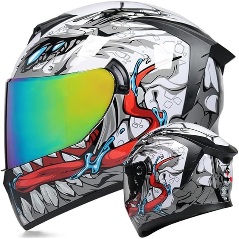 Unisex-Adult Full Face Motorcycle Helmet DOT Approved Motorbike Moped 