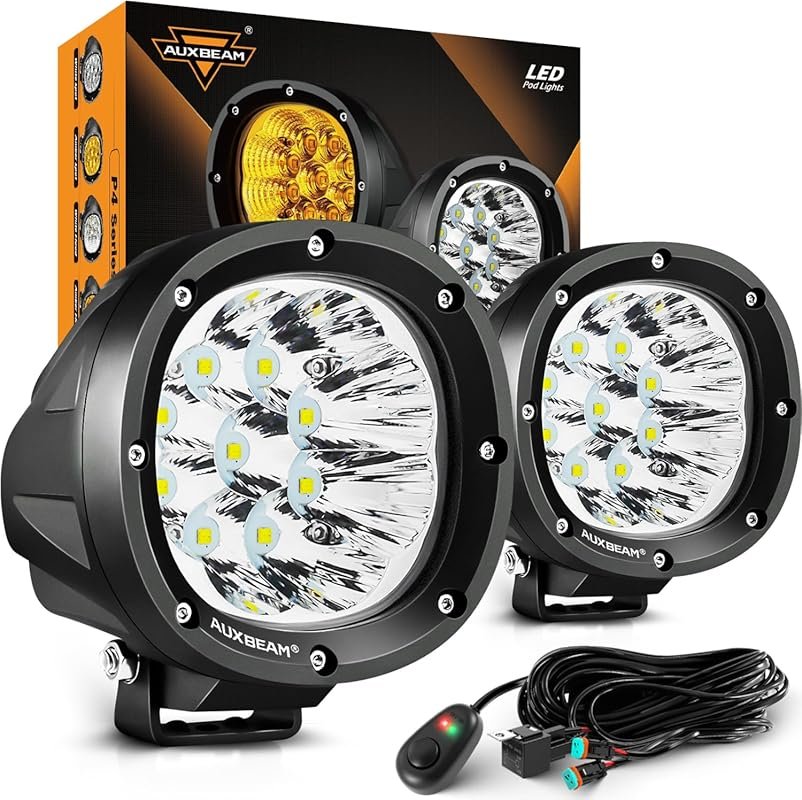 Auxbeam P4 Series 4 Inch 90W Round LED Offroad Lights with Spot Beam f
