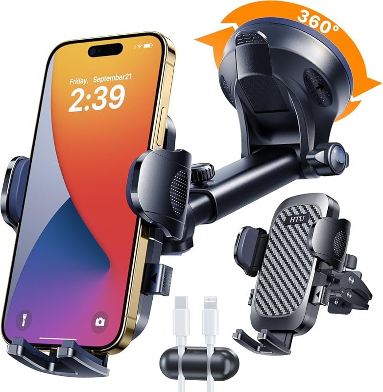 Strong Suction Car Phone Holder with 360° Rotation for Dashboard or Wi