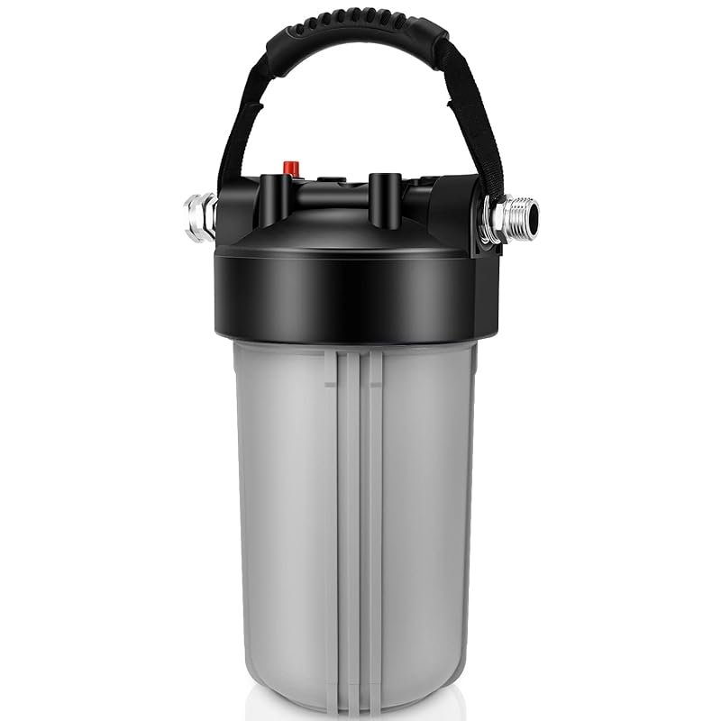 RV Water Filter System, Clog-Resistant Inline Water Filter with Brass 