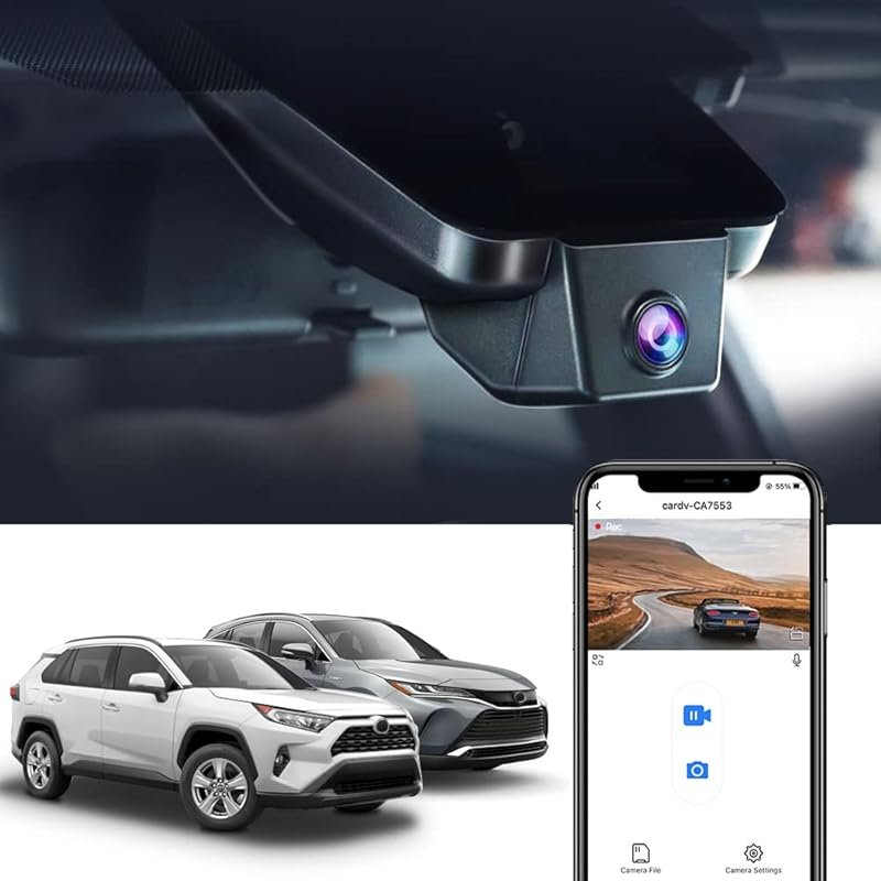 4K UHD Dash Cam for Toyota RAV4 2019-2025 with OEM Look, WiFi App, and