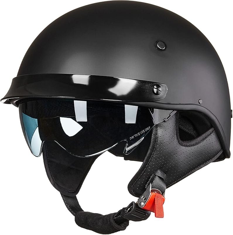 ILM Fiberglass Half Helmet with Sun Visor and DOT Approval for Adults