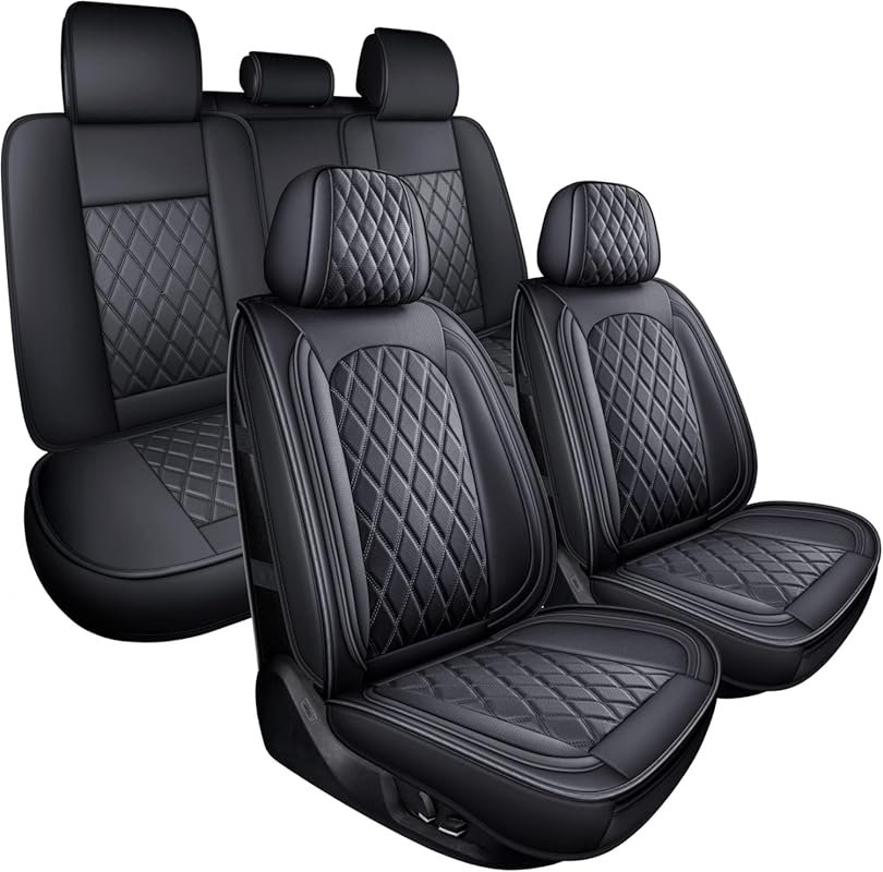 MIROZO Waterproof Black Full Seat Covers for Trucks SUVs and Sedans Fr