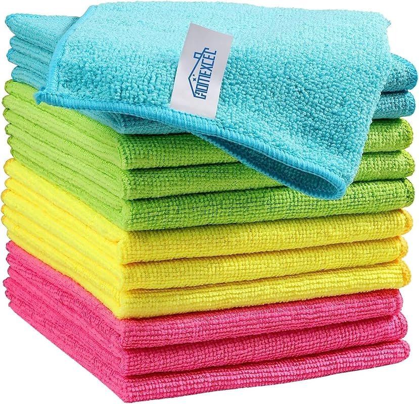 HOMEXCEL Microfiber Cleaning Cloth,12 Pack Cleaning Rags, Cleaning Tow