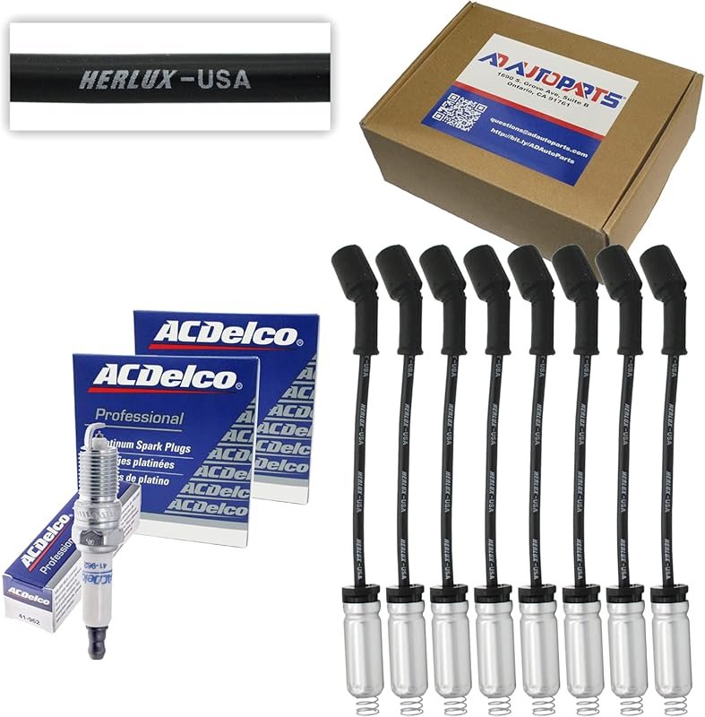 ACD-OEM Double Platinum Spark Plugs with Wires and Heat Shields for LS