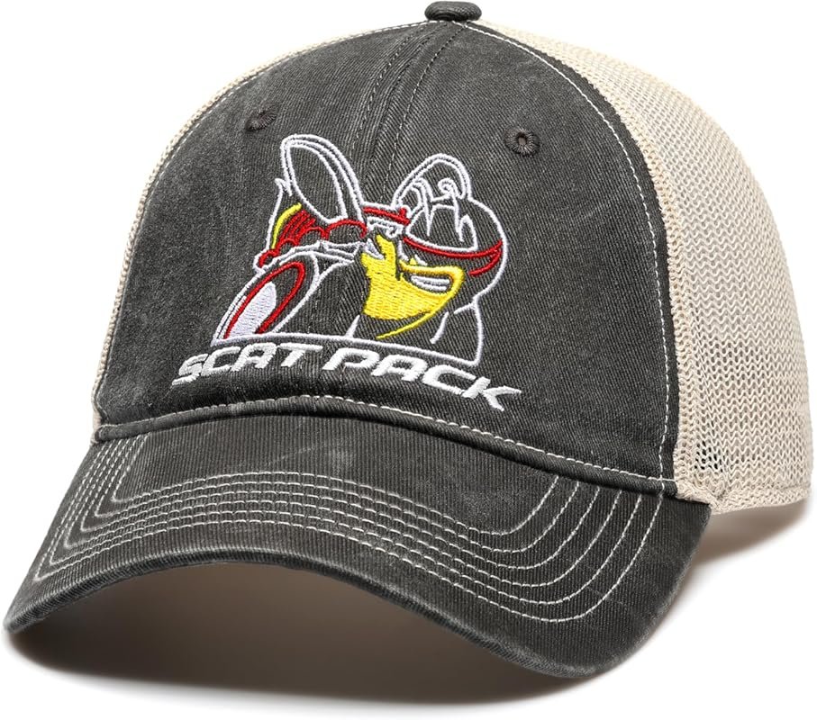 Dodge Scat Pack Snapback Hat – Garment Washed Black Twill with Soft Me