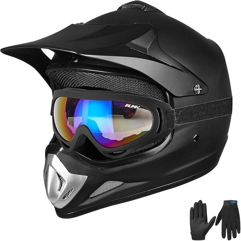 ILM Youth Kids Full Face Helmet – DOT Safety, Goggles & Gloves Include