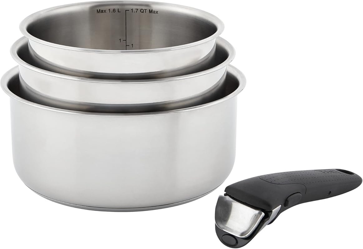T-fal Ingenio Expertise 4-Piece Stainless Steel Cookware Set with Deta