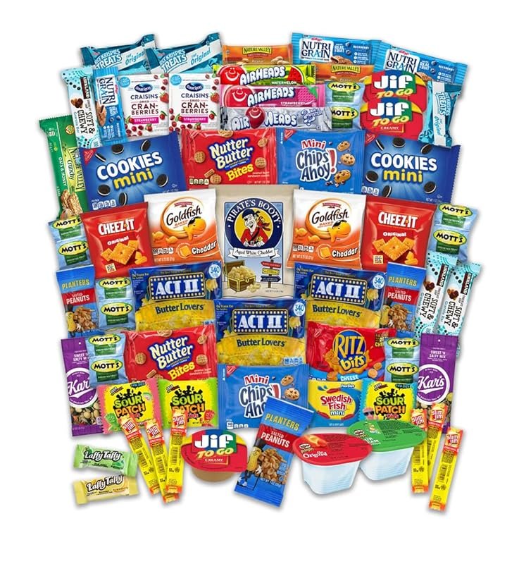 60 Count Sweet and Salty Snack Variety Pack for Camp Care Packages