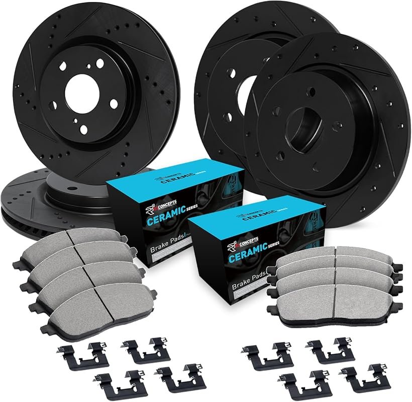 R1 Concepts Front and Rear Drilled and Slotted Brake Kit for 2017–2020