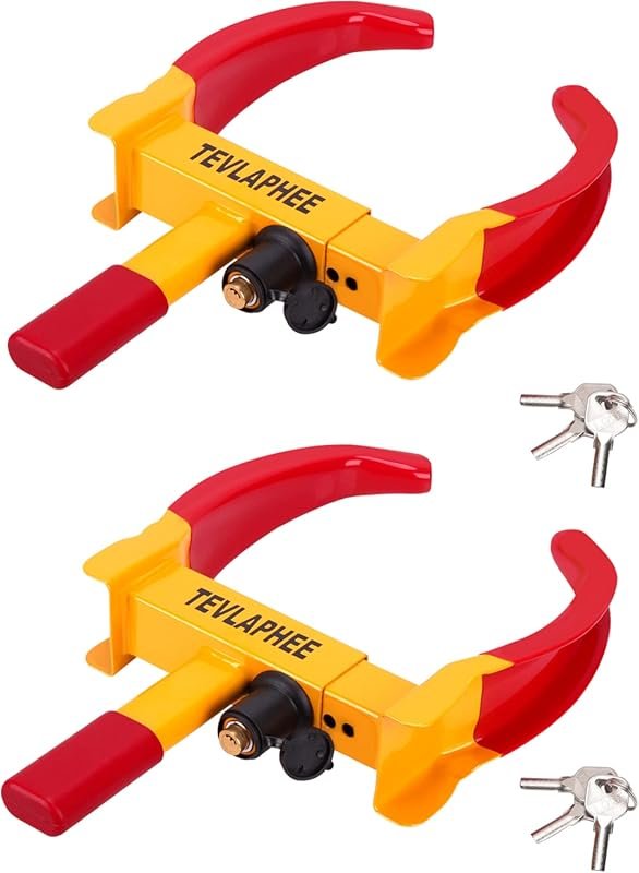 Tevlaphee 2-Pack Adjustable Wheel Boot Lock for Cars, Trailers, and Bo