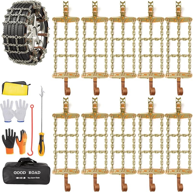 AutoChoice Emergency Snow Chains, Thickened Manganese Steel for Ice, S