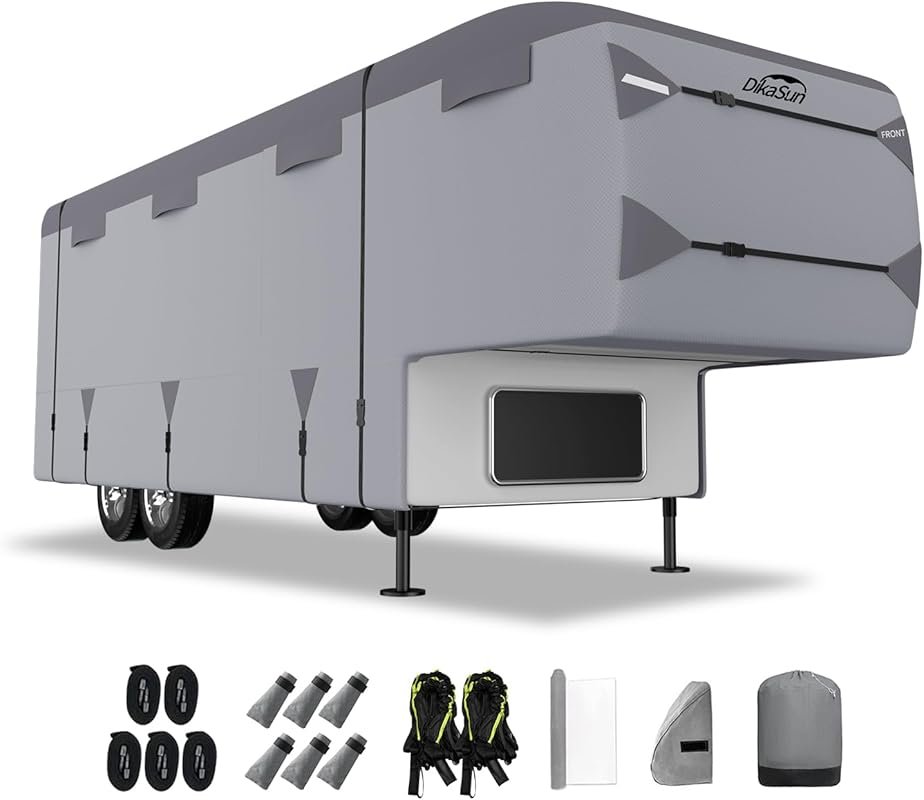 5th Wheel RV Cover 31'–34', 7-Layer Windproof Waterproof Camper Cover 