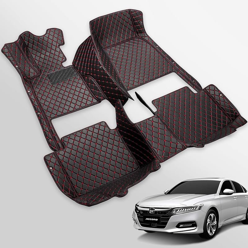 Castlerock Leather Floor Mats for 2018-2024 Honda Accord, Full Set wit