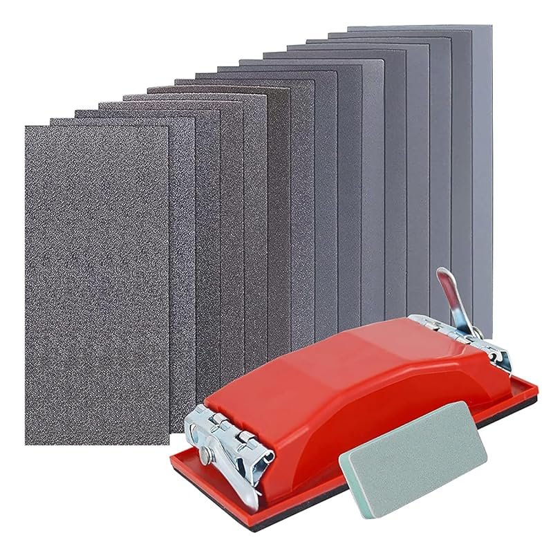 42-Piece Wet Dry Sandpaper Set 120-3000 Grit with Sanding Block for Au