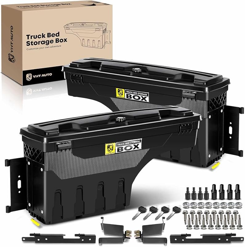 YHTAUTO Set of 2 Lockable Truck Bed Tool Box for 2019-2025 Silverado S