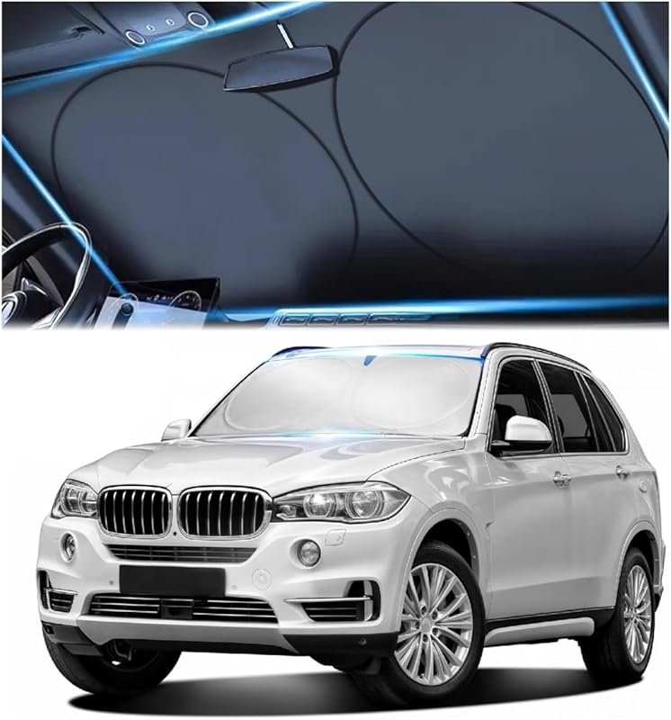 Windshield Sun Shade, Reflective Sunshade for Car Windshield with Mirr