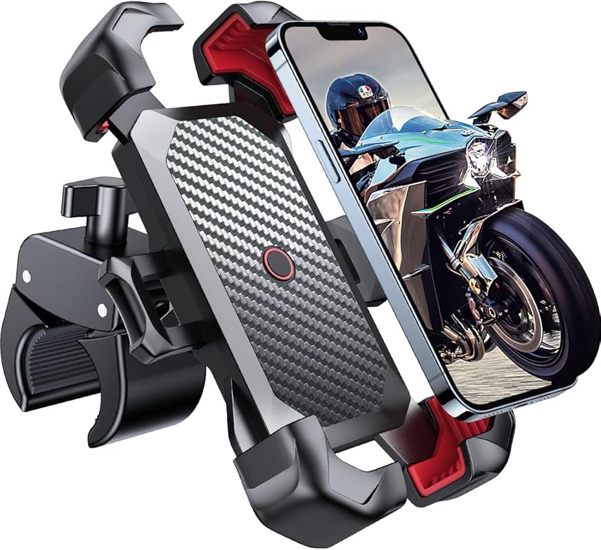 JOYROOM Motorcycle Phone Mount with 1s Auto Lock & 100mph Anti-Shake, 