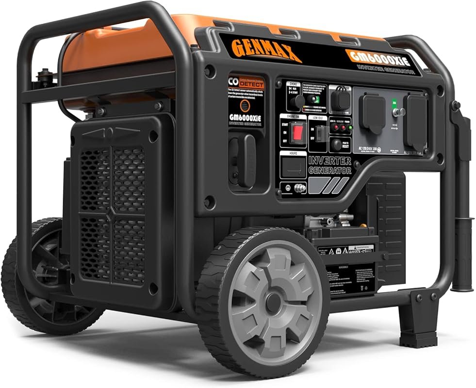 GENMAX Portable Inverter Generator, 6000W open frame Gas Powered High 