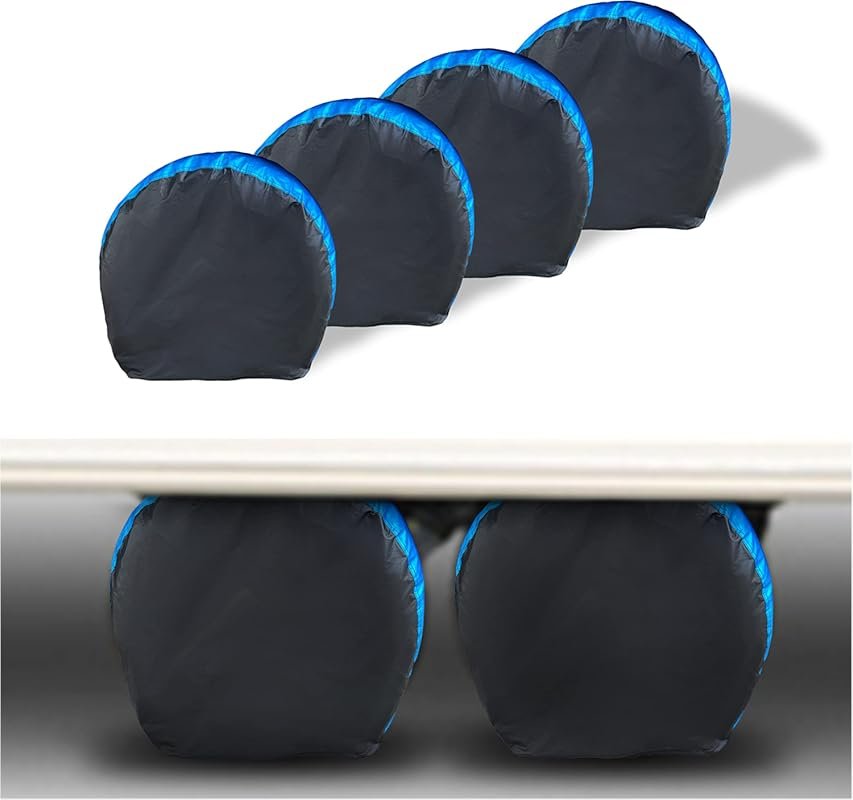 MORNYRAY Tire Covers 4 Pack,Waterproof Anti-UV Snow Sun Rain Tire Covers