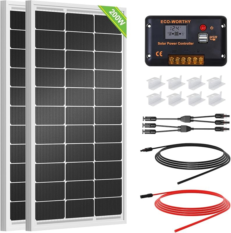 ECO-WORTHY 200W Monocrystalline Solar Panel Kit with 30A PWM Controlle