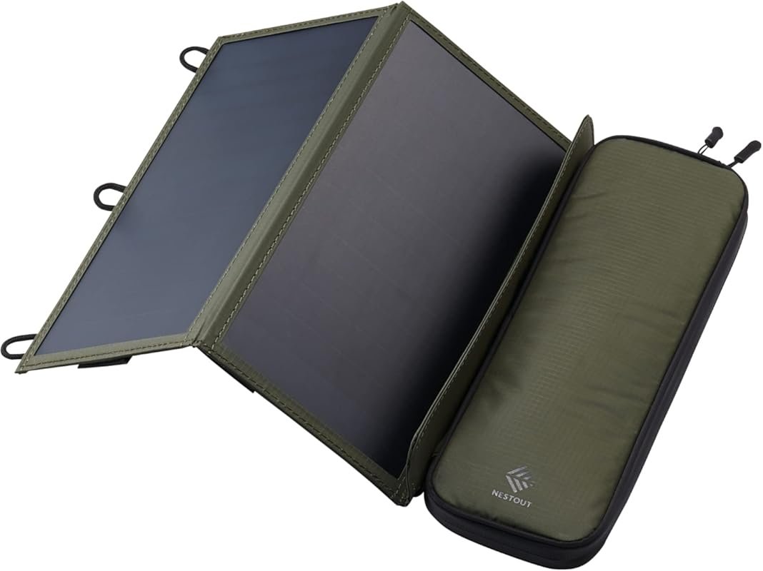 ELECOM NESTOUT 28W Portable Solar Panel with Dual USB-A Ports for Back