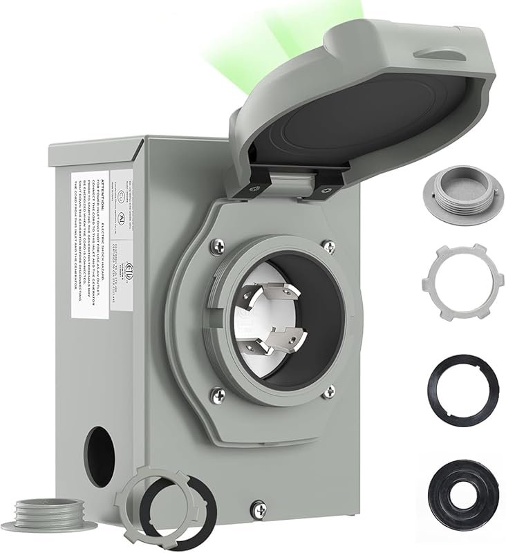 RVMATE Pre-Drilled 30 Amp Waterproof Power Inlet Box for 4-Prong Gener